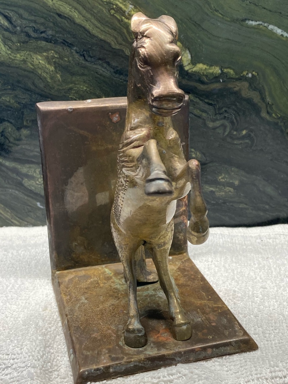 Horse Bookend Brass Sculpture Vintage Golden Finish - Picture 7 of 14